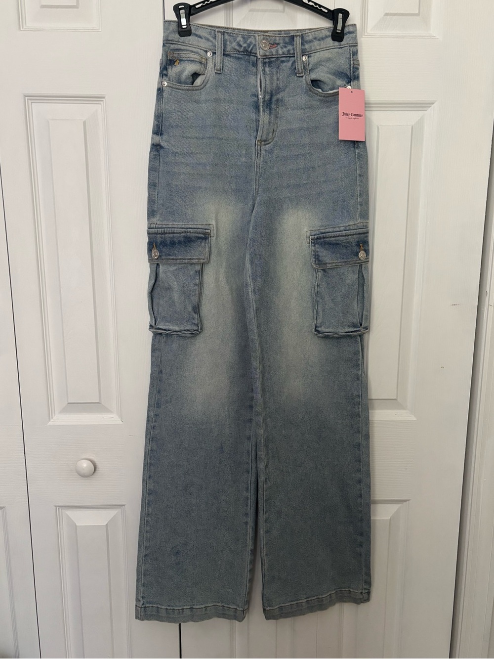 Juicy Couture Light Blue Wide-Leg Cargo Jeans